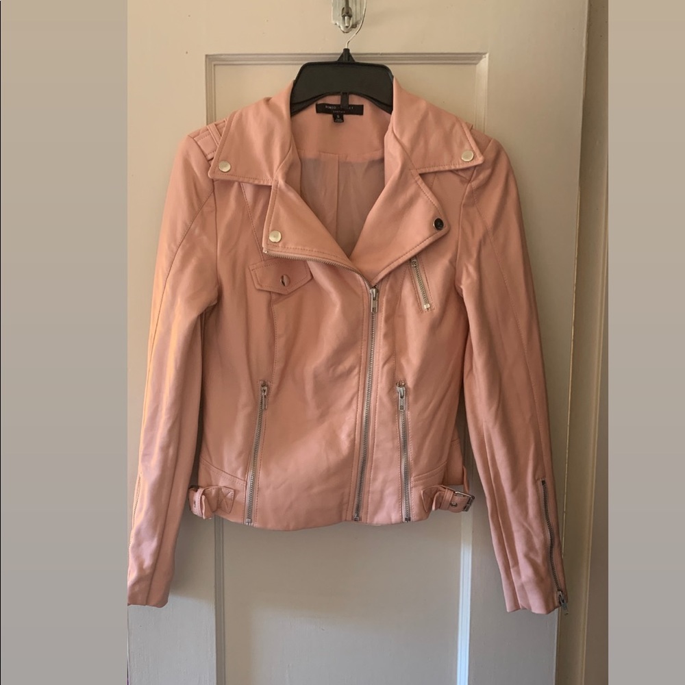 pink leather jacket size s
